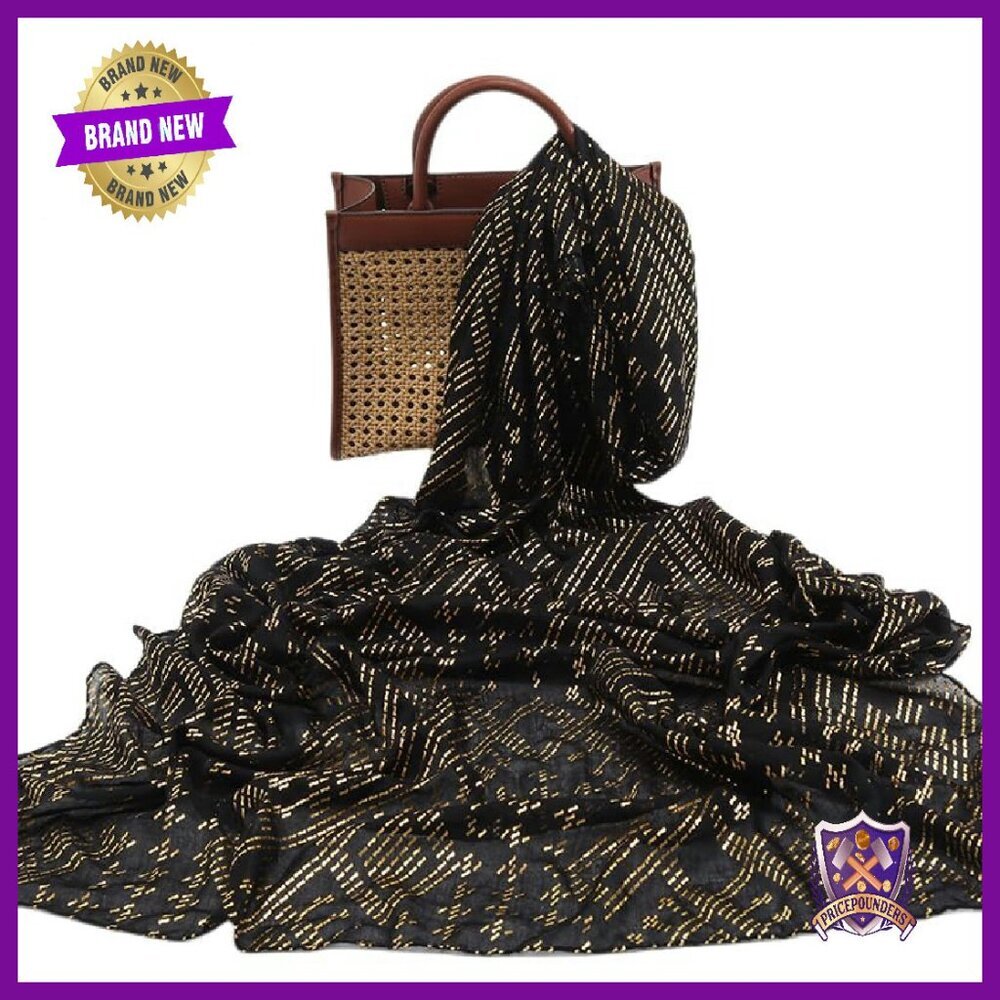 Oversized 78x35 Inch Faux Assuit Foil Print Scarf Shawl Blanket